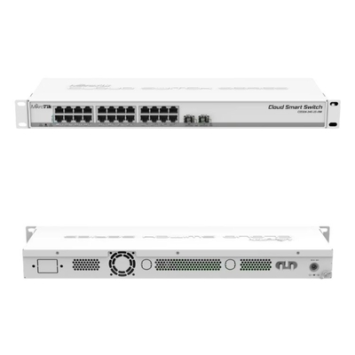 Due commutatori SwOS di Datacom del porto di SFP+ hanno alimentato 24 commutatori di Gigabit Ethernet del porto