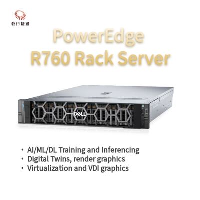 Dell PowerEdge R760 Rack Server Modello, sistema di archiviazione flash, server CPU Xeon