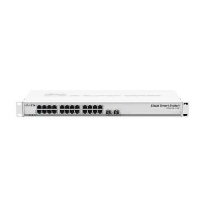 Due commutatori SwOS di Datacom del porto di SFP+ hanno alimentato 24 commutatori di Gigabit Ethernet del porto