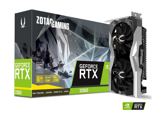 fan gemellato di GeForce RTX 2060 di GIOCO della carta grafica ZOTAC di 14Gbps 6GB Geforce