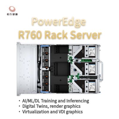 Dell PowerEdge R760 Rack Server Modello, sistema di archiviazione flash, server CPU Xeon